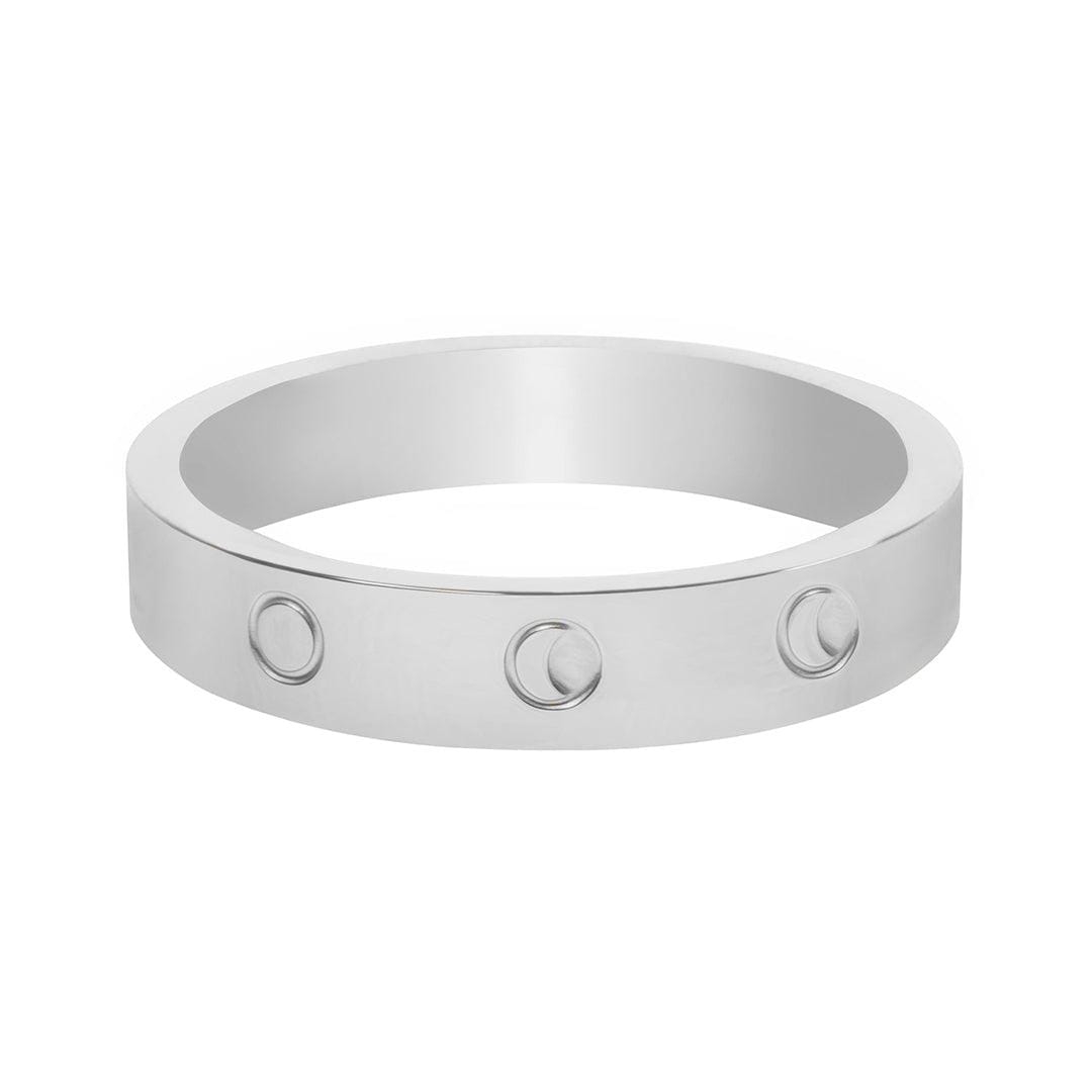 Urbanti Stainless Steel Eclipse Moon Ring Silver / US 4 / UK H / EUR 46 / (xxsmall)