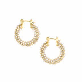 Urbanti Stainless Steel Eloise Pearl Hoop Earrings Gold