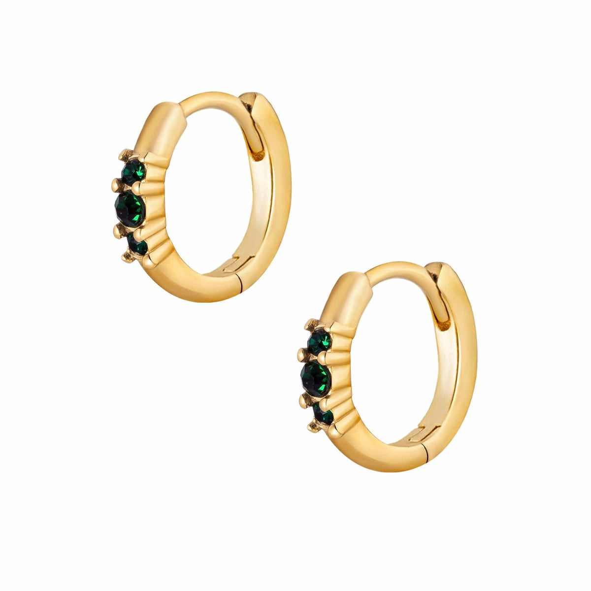 Urbanti Stainless Steel Emerald Hoop Earrings Gold