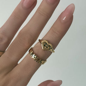 Urbanti Stainless Steel Engraved Heart Mama Ring