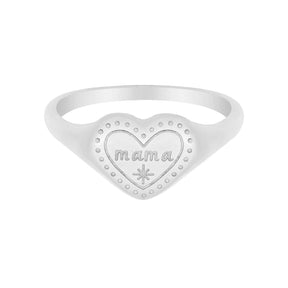 Urbanti Stainless Steel Engraved Heart Mama Ring