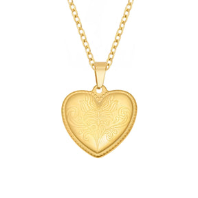 Urbanti Stainless Steel Engraved Heart Necklace Gold
