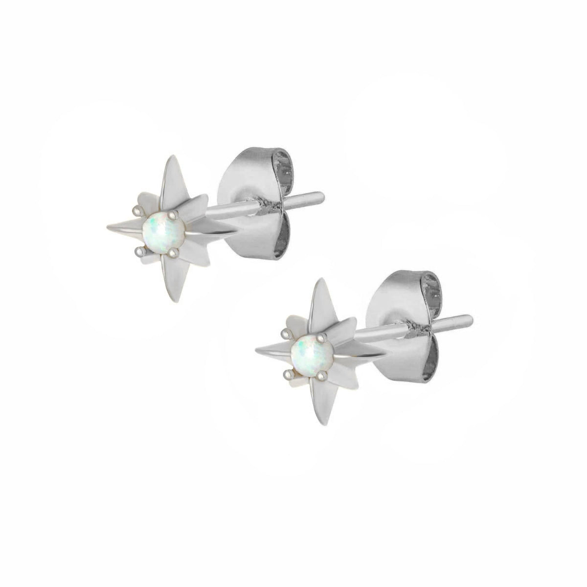 Urbanti Stainless Steel Evangeline Opal Stud Earrings Silver