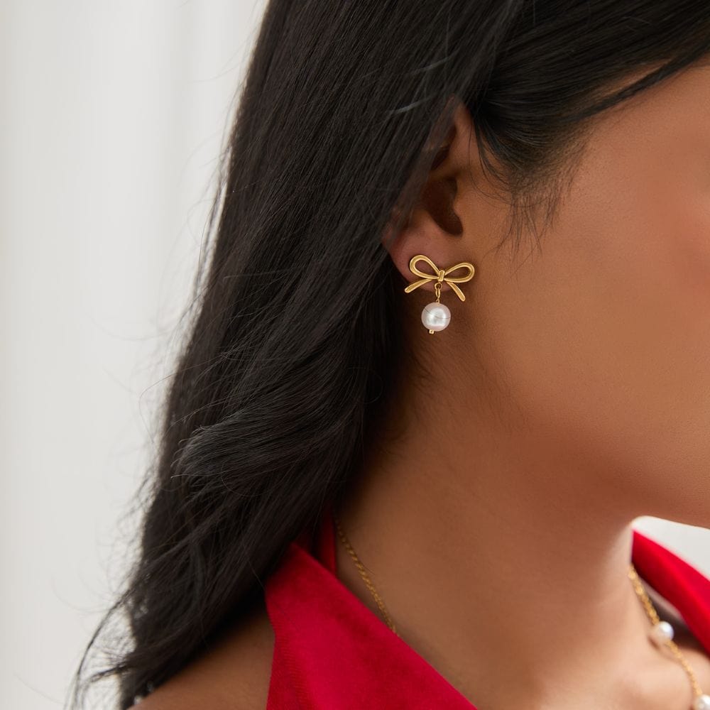 Urbanti Stainless Steel Everlast Bow Stud Earrings