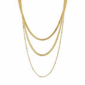Urbanti Stainless Steel Everly Layered Necklace Gold