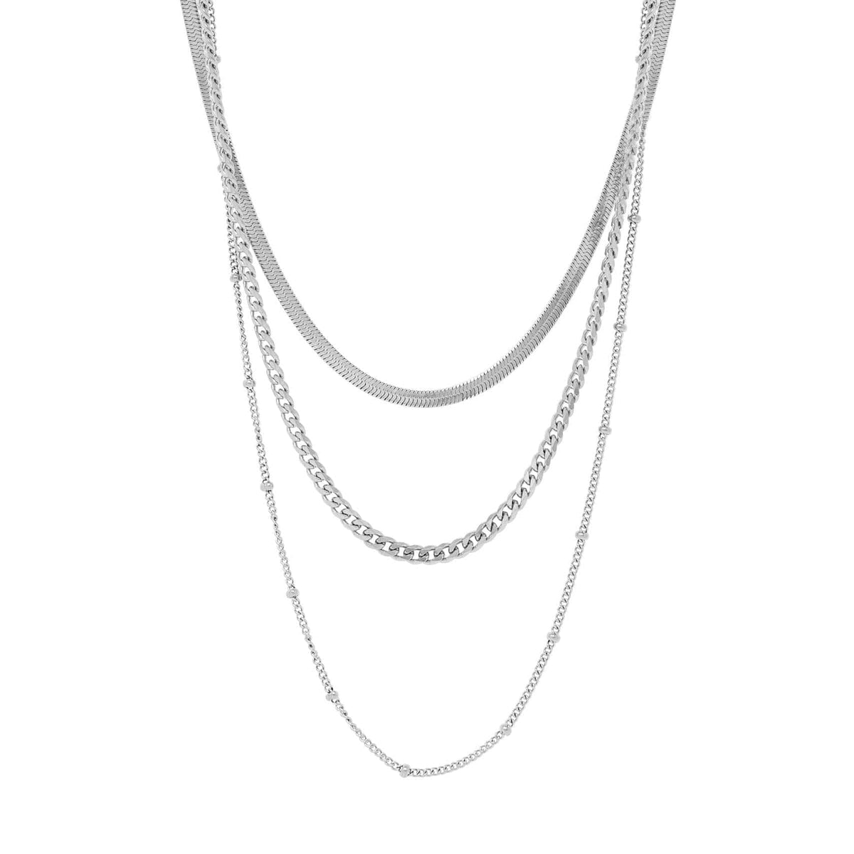 Urbanti Stainless Steel Everly Layered Necklace Silver