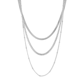 Urbanti Stainless Steel Everly Layered Necklace Silver