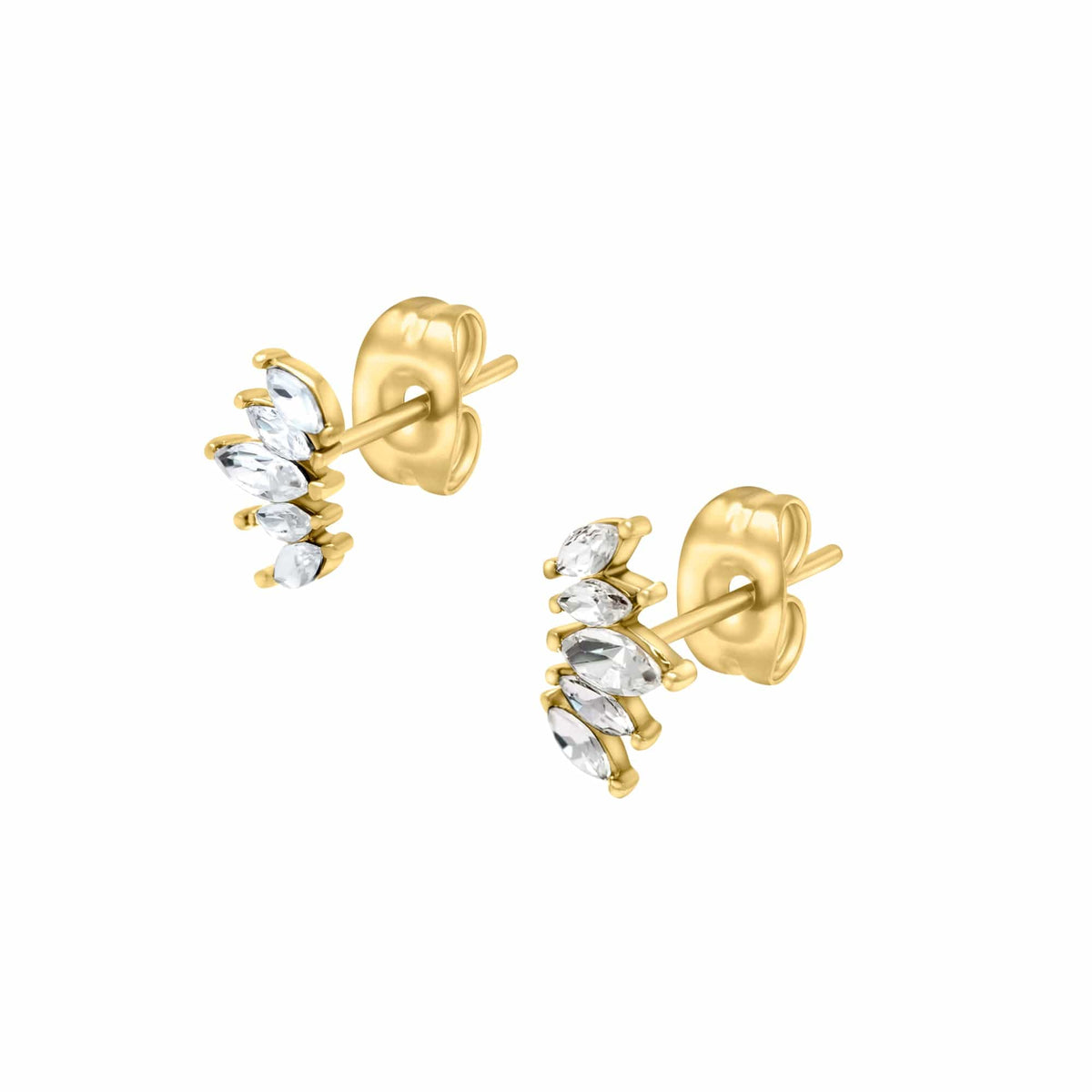Urbanti Stainless Steel Fan Stud Earrings Gold