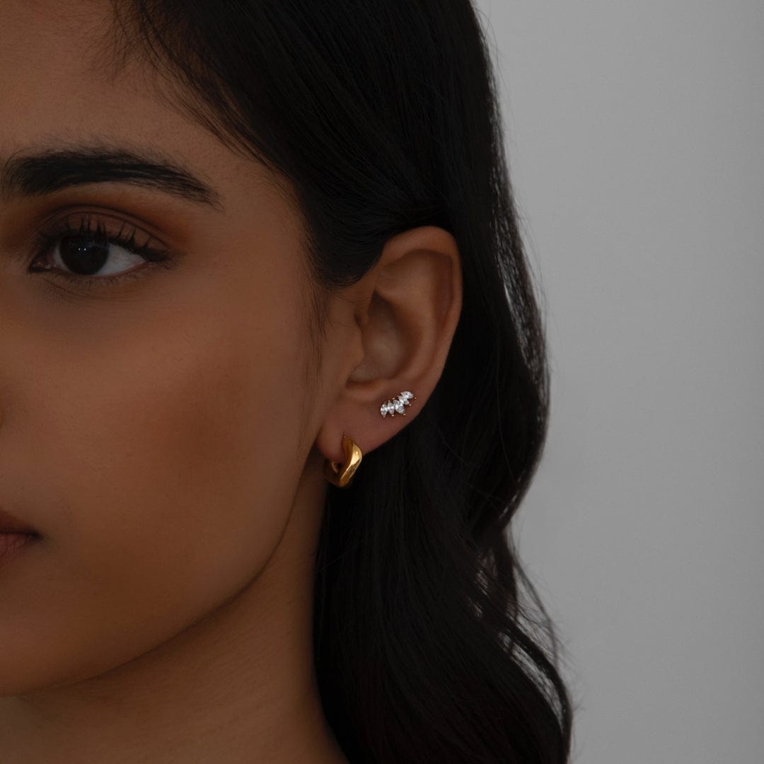 Urbanti Stainless Steel Fan Stud Earrings Gold