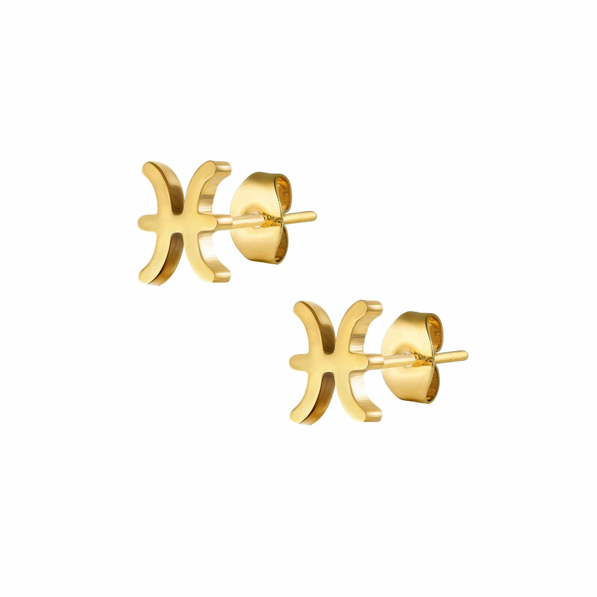 Urbanti Stainless Steel Fate Zodiac Stud Earrings Gold / Pisces