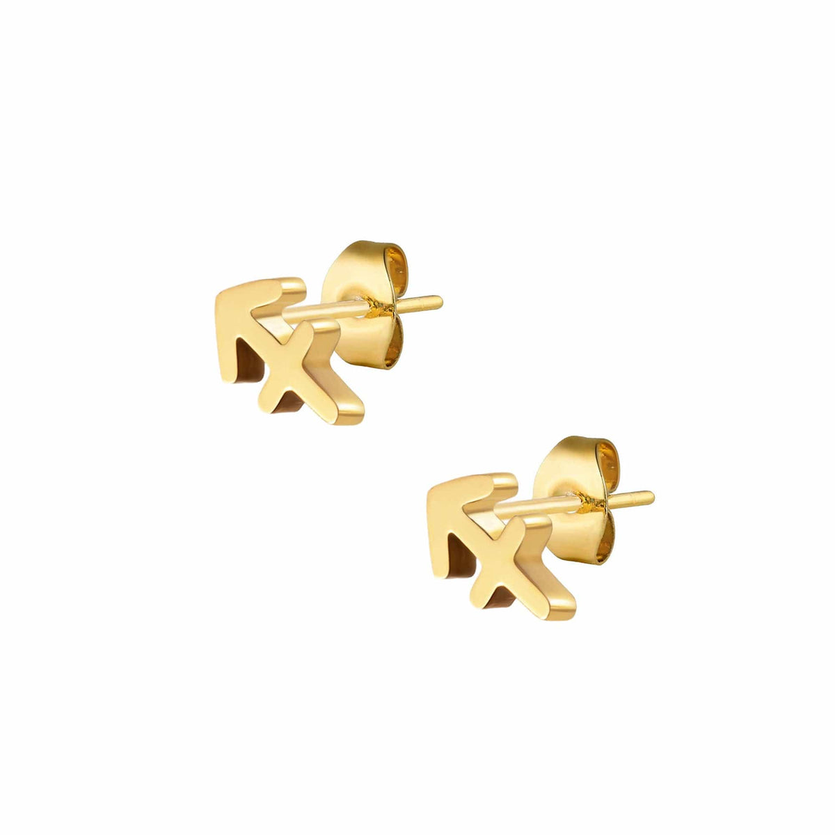 Urbanti Stainless Steel Fate Zodiac Stud Earrings Gold / Sagittarius