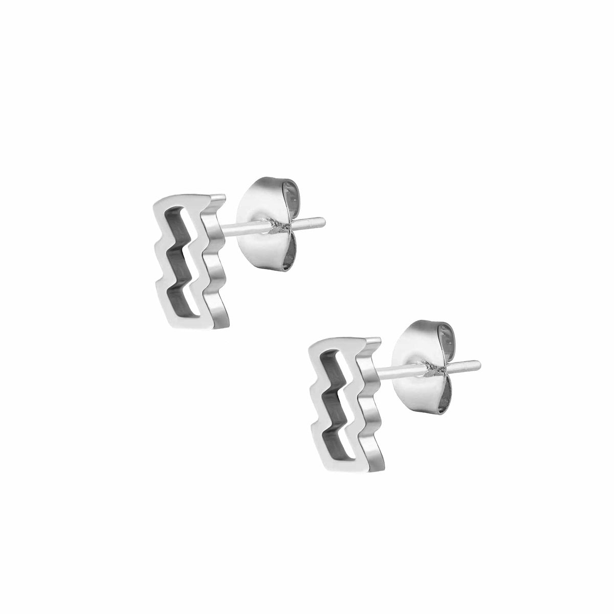 Urbanti Stainless Steel Fate Zodiac Stud Earrings Silver / Aquarius