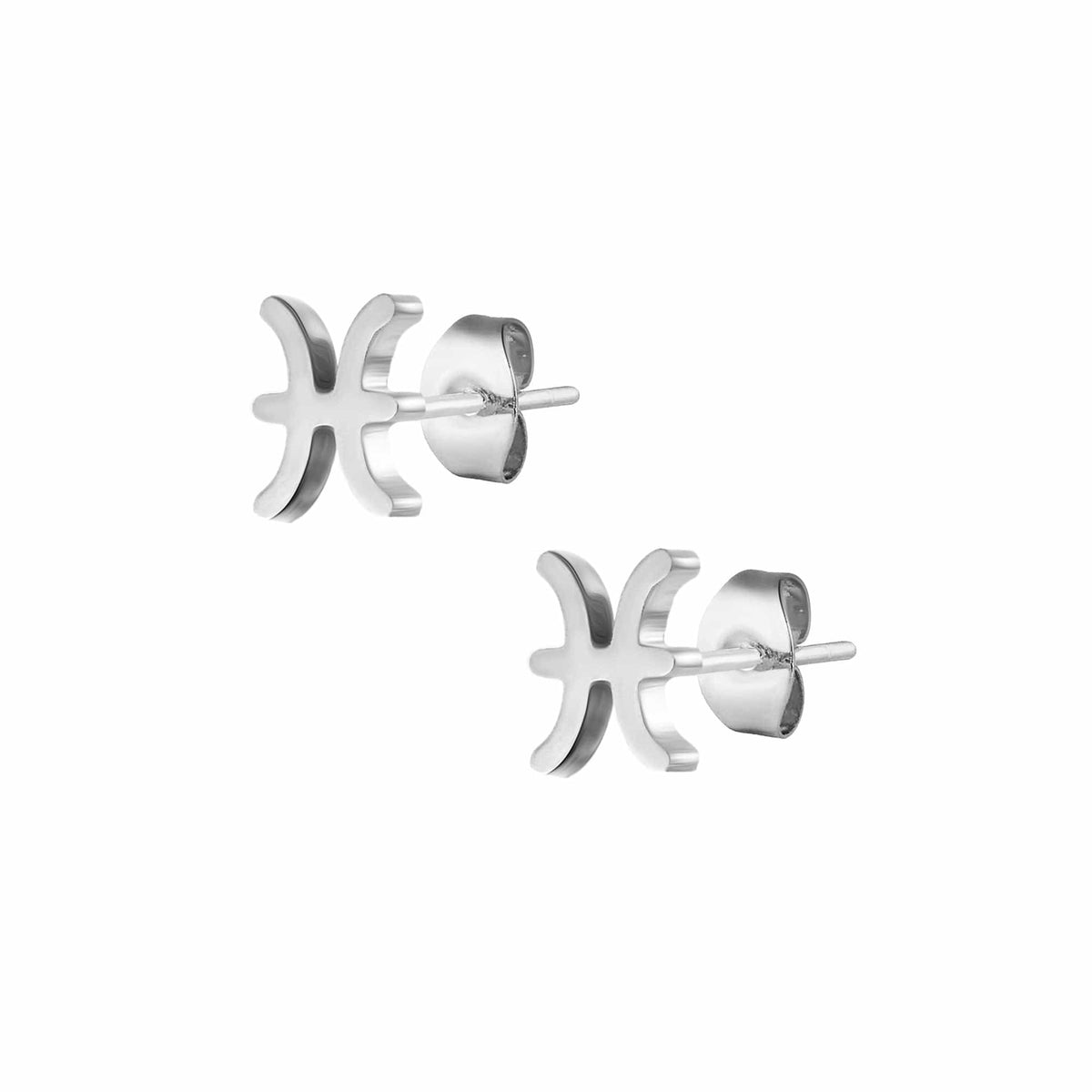 Urbanti Stainless Steel Fate Zodiac Stud Earrings Silver / Pisces