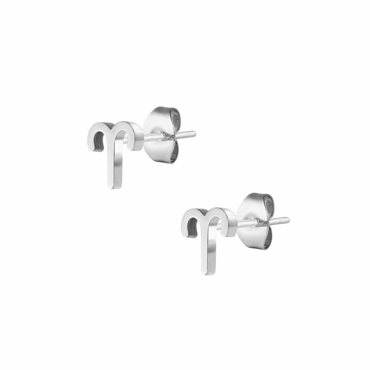 Urbanti Stainless Steel Fate Zodiac Stud Earrings Silver / Aries
