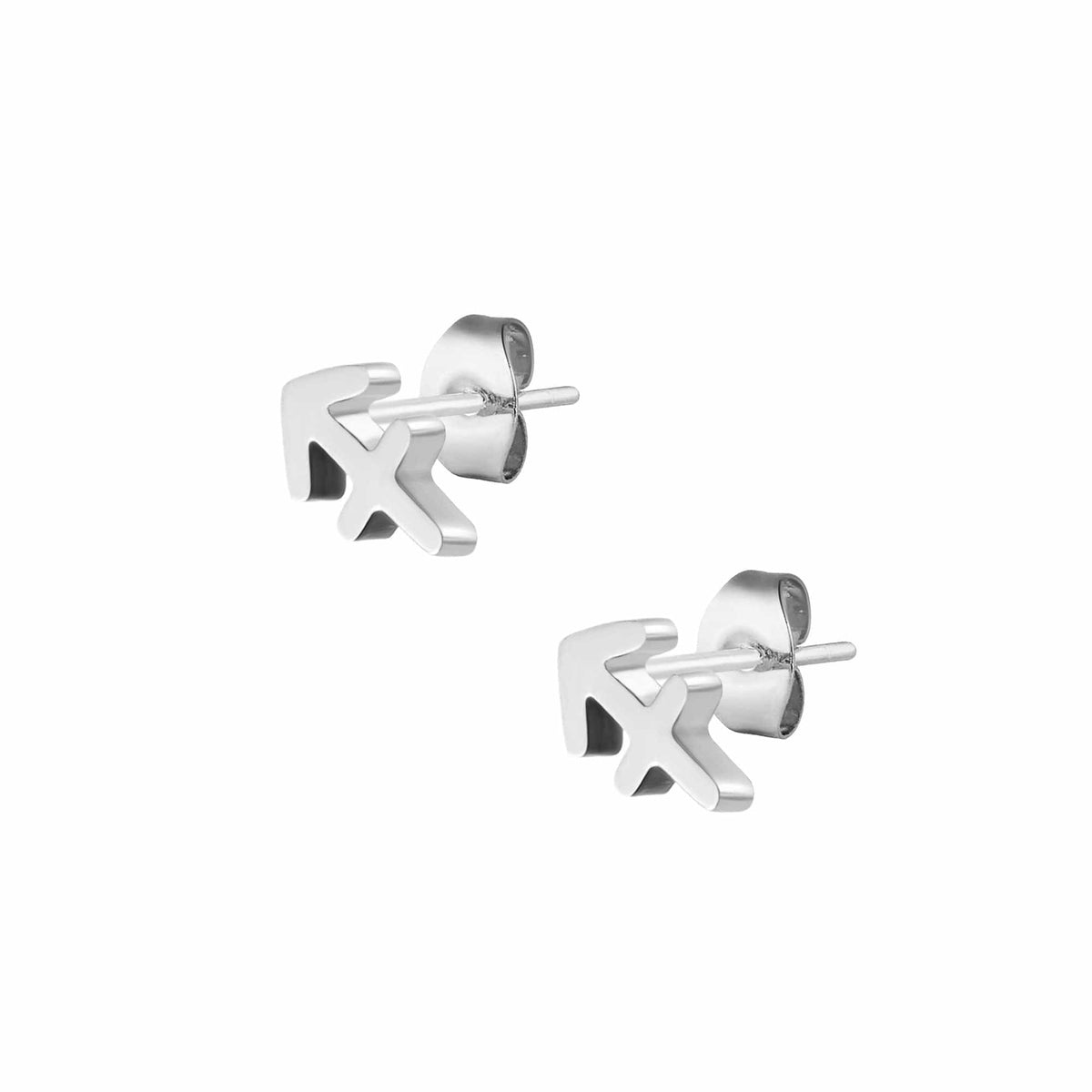 Urbanti Stainless Steel Fate Zodiac Stud Earrings Silver / Sagittarius