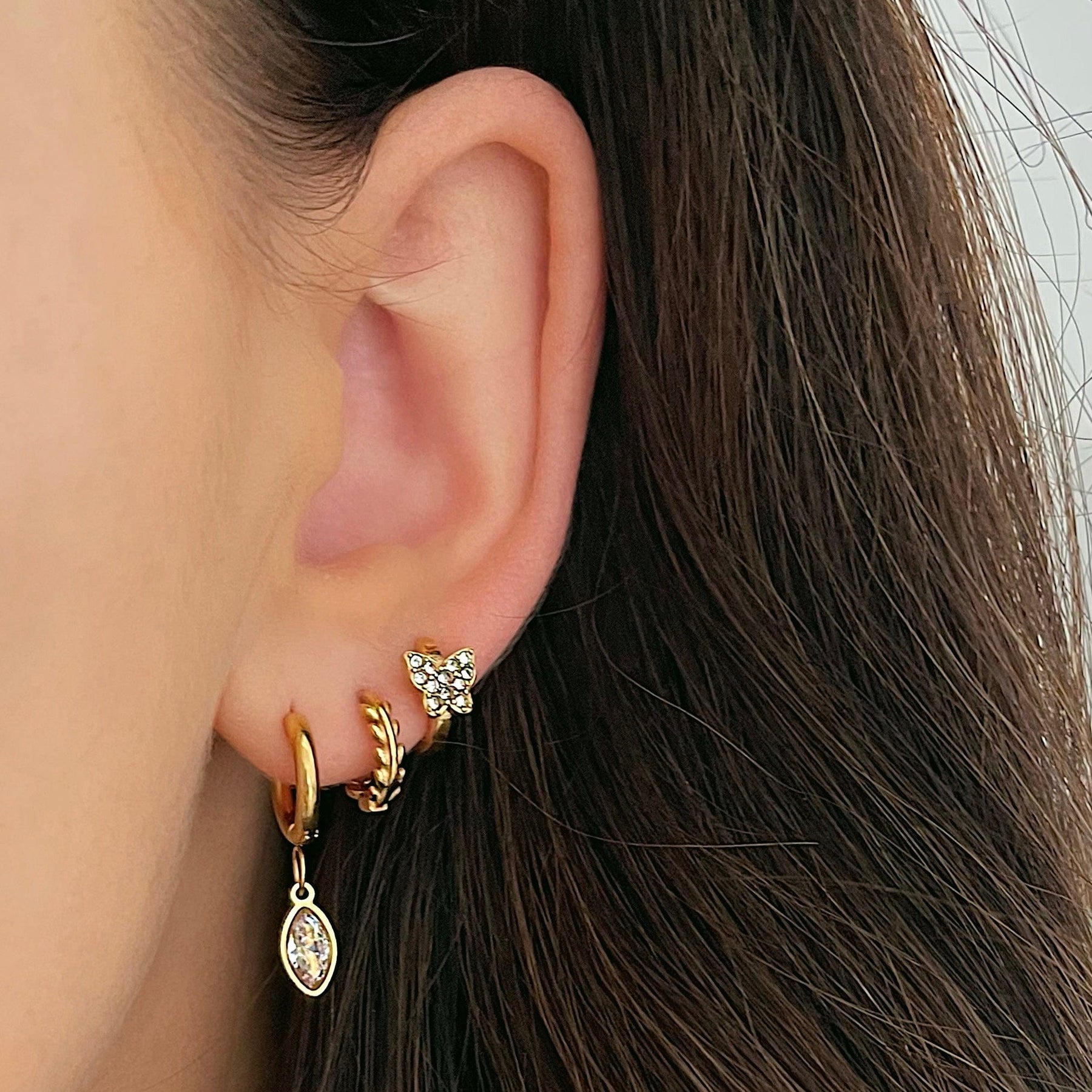 Urbanti Stainless Steel Fawn Hoop Earrings