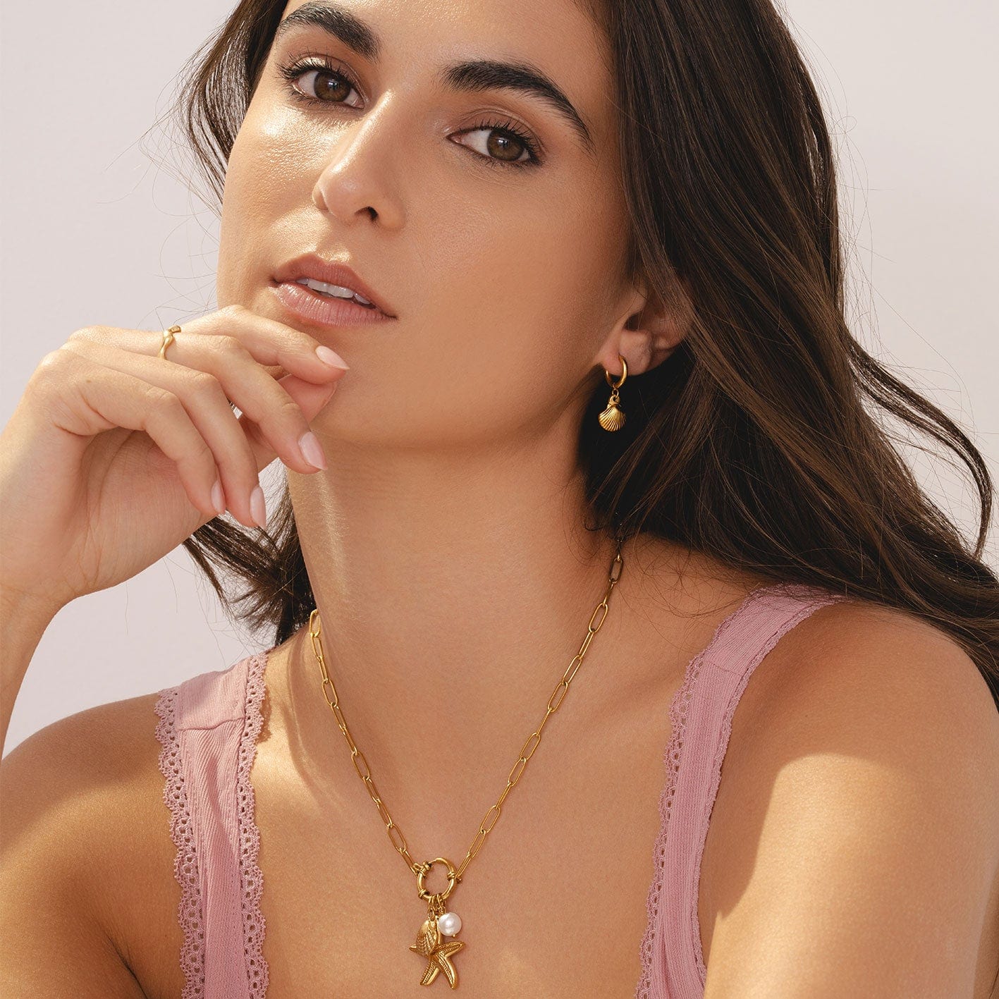 Urbanti Stainless Steel Flavia Shell Hoop Earrings