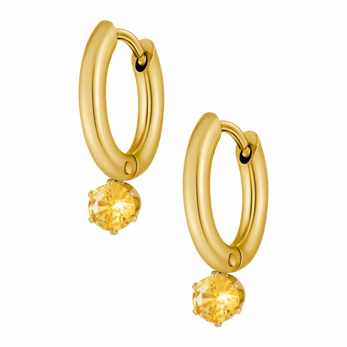 Urbanti Stainless Steel Forever Birthstone Hoop Earrings