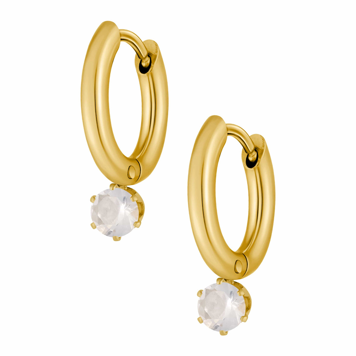 Urbanti Stainless Steel Forever Birthstone Hoop Earrings