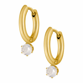 Urbanti Stainless Steel Forever Birthstone Hoop Earrings