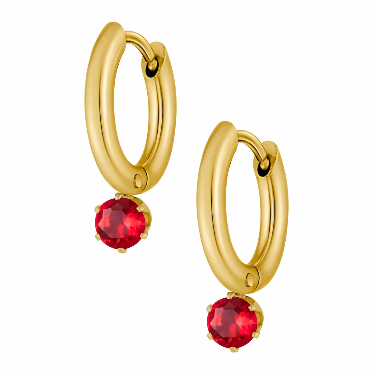 Urbanti Stainless Steel Forever Birthstone Hoop Earrings