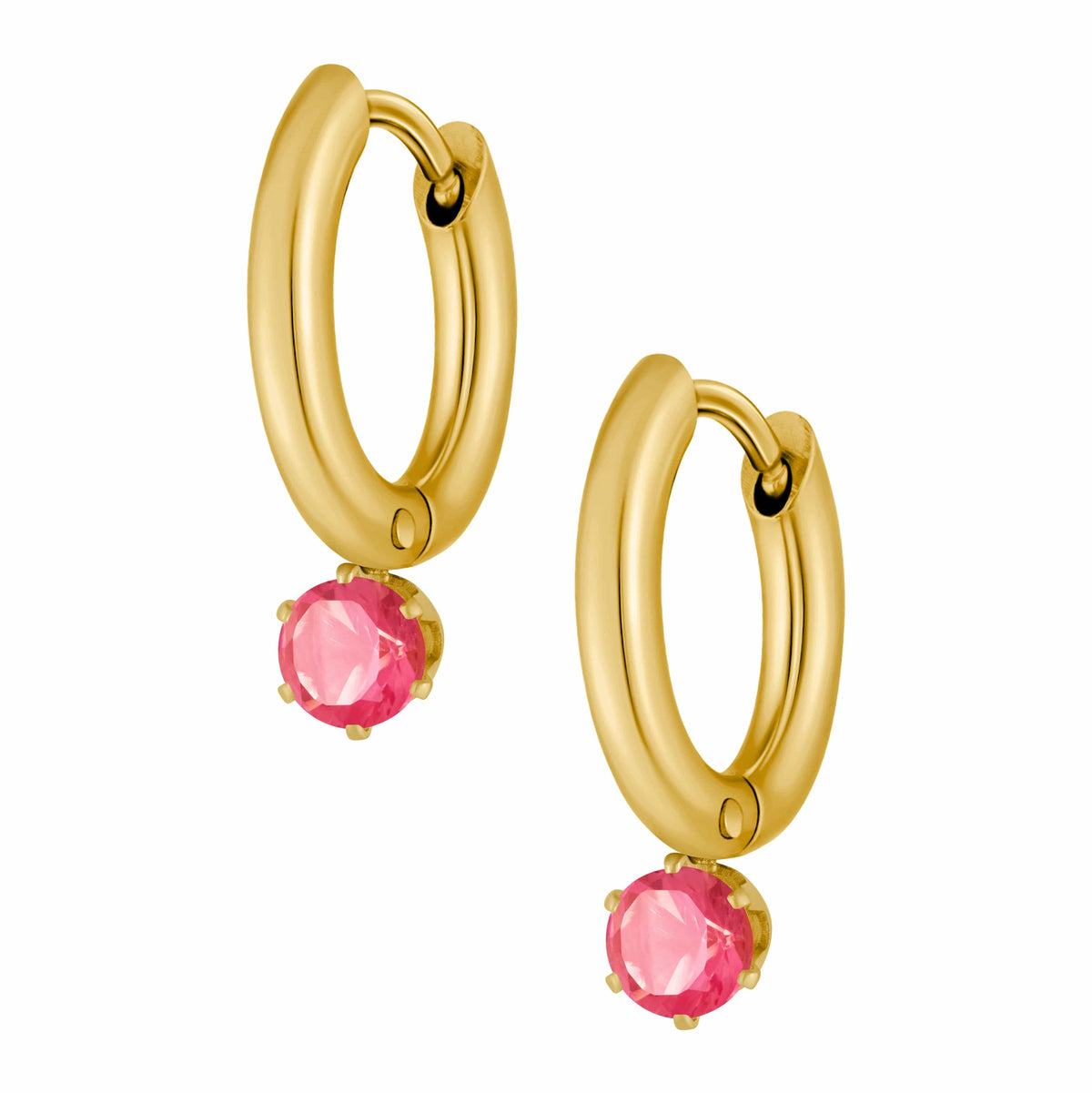 Urbanti Stainless Steel Forever Birthstone Hoop Earrings
