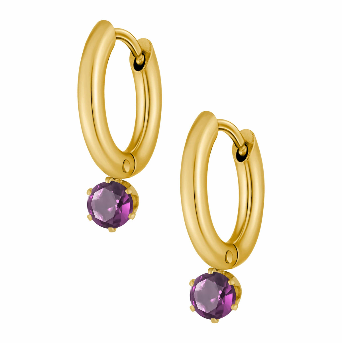 Urbanti Stainless Steel Forever Birthstone Hoop Earrings