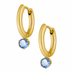 Urbanti Stainless Steel Forever Birthstone Hoop Earrings