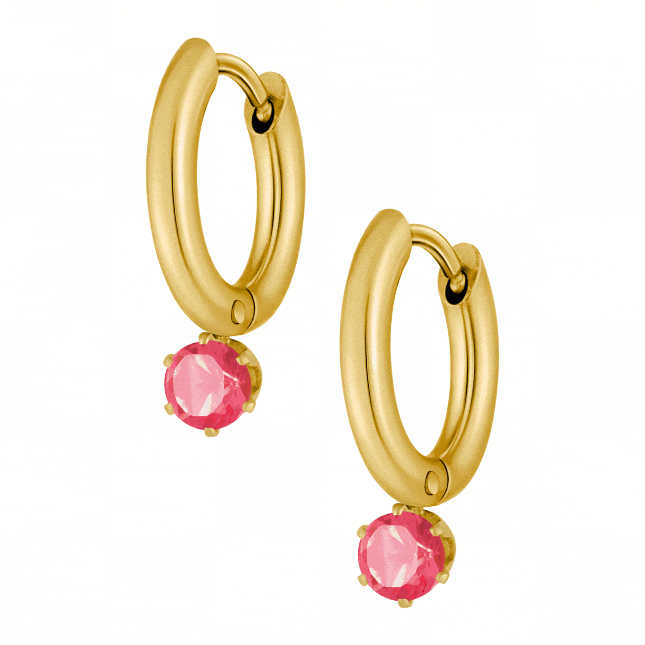 Urbanti Stainless Steel Forever Birthstone Hoop Earrings