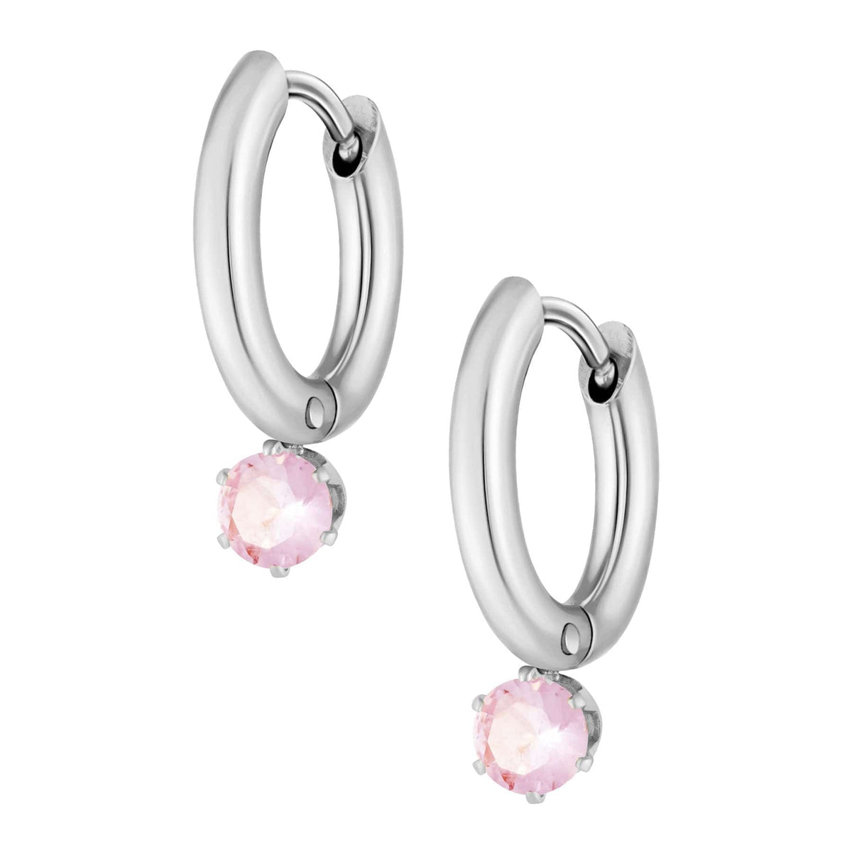 Urbanti Stainless Steel Forever Birthstone Hoop Earrings