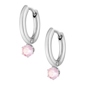 Urbanti Stainless Steel Forever Birthstone Hoop Earrings