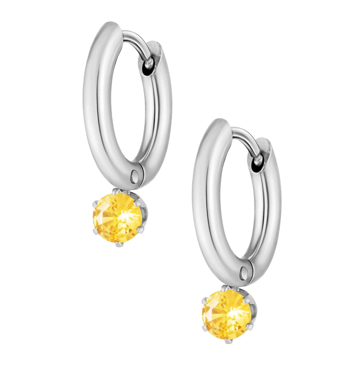 Urbanti Stainless Steel Forever Birthstone Hoop Earrings