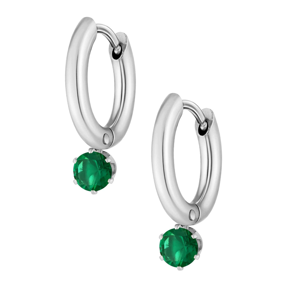 Urbanti Stainless Steel Forever Birthstone Hoop Earrings