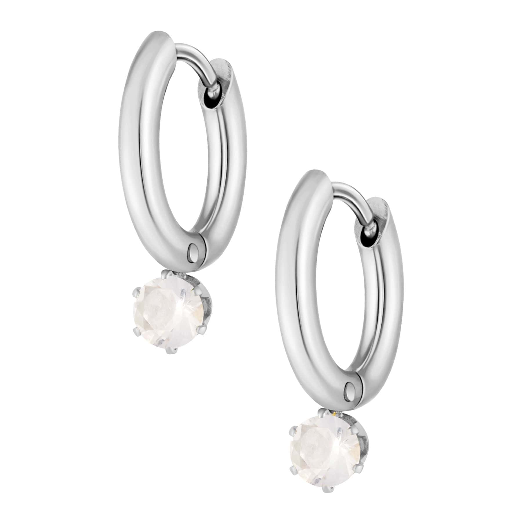 Urbanti Stainless Steel Forever Birthstone Hoop Earrings
