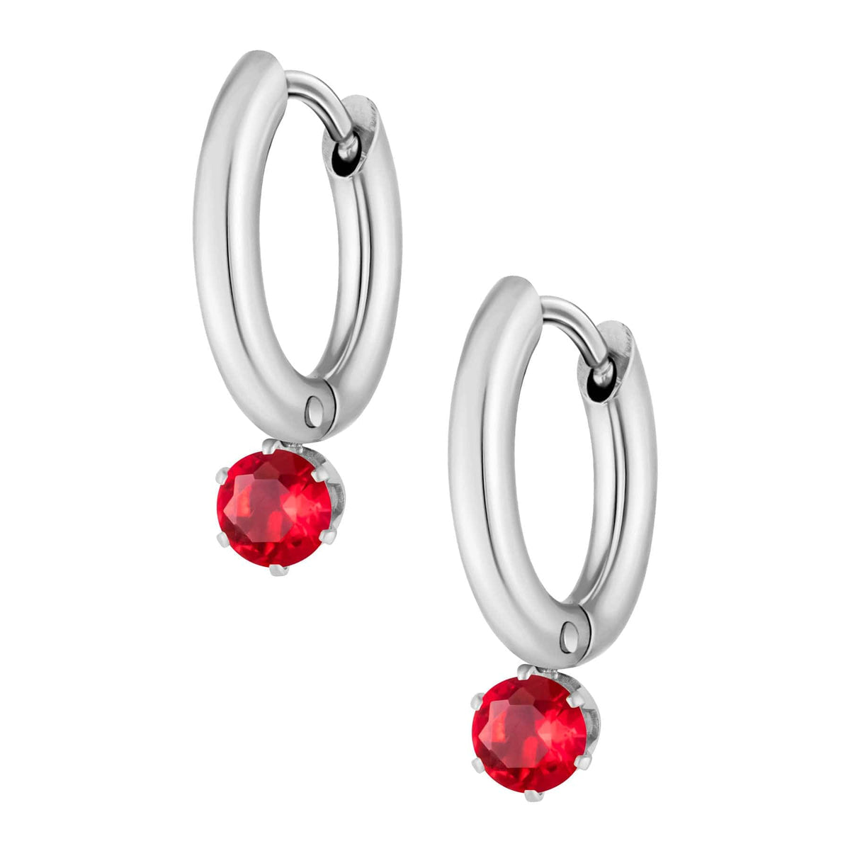 Urbanti Stainless Steel Forever Birthstone Hoop Earrings