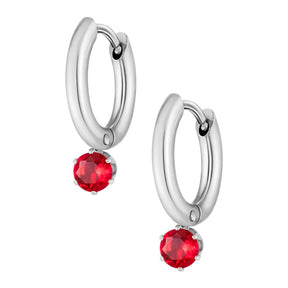 Urbanti Stainless Steel Forever Birthstone Hoop Earrings