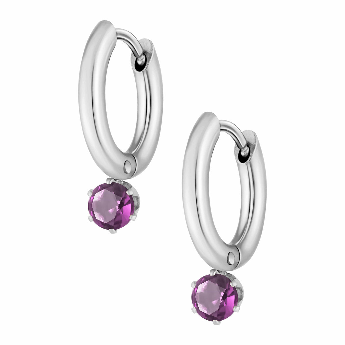 Urbanti Stainless Steel Forever Birthstone Hoop Earrings