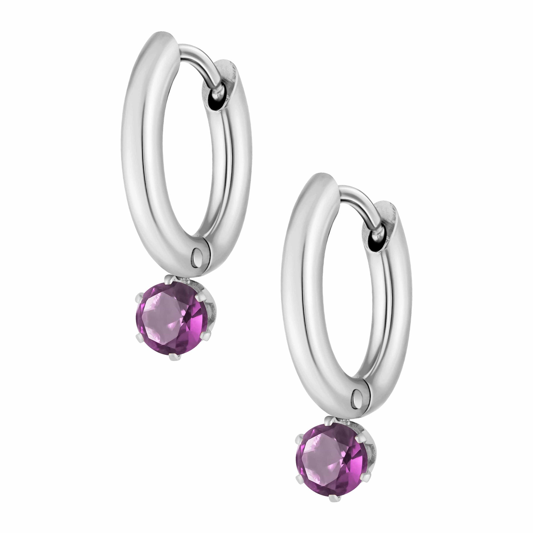 Urbanti Stainless Steel Forever Birthstone Hoop Earrings