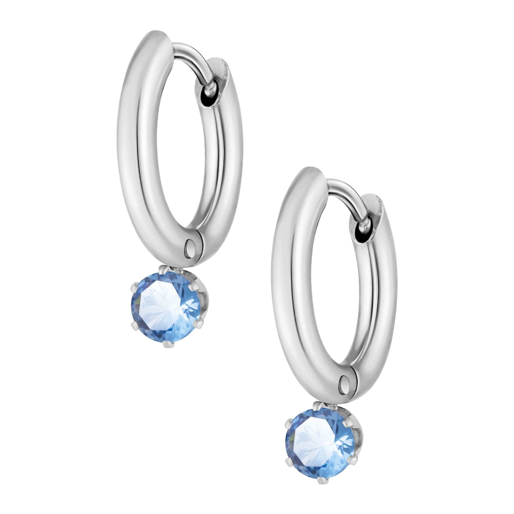 Urbanti Stainless Steel Forever Birthstone Hoop Earrings