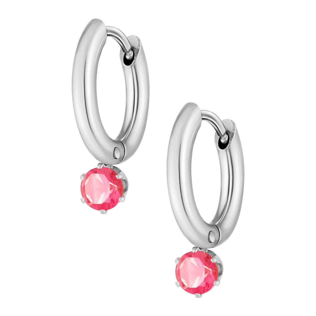 Urbanti Stainless Steel Forever Birthstone Hoop Earrings