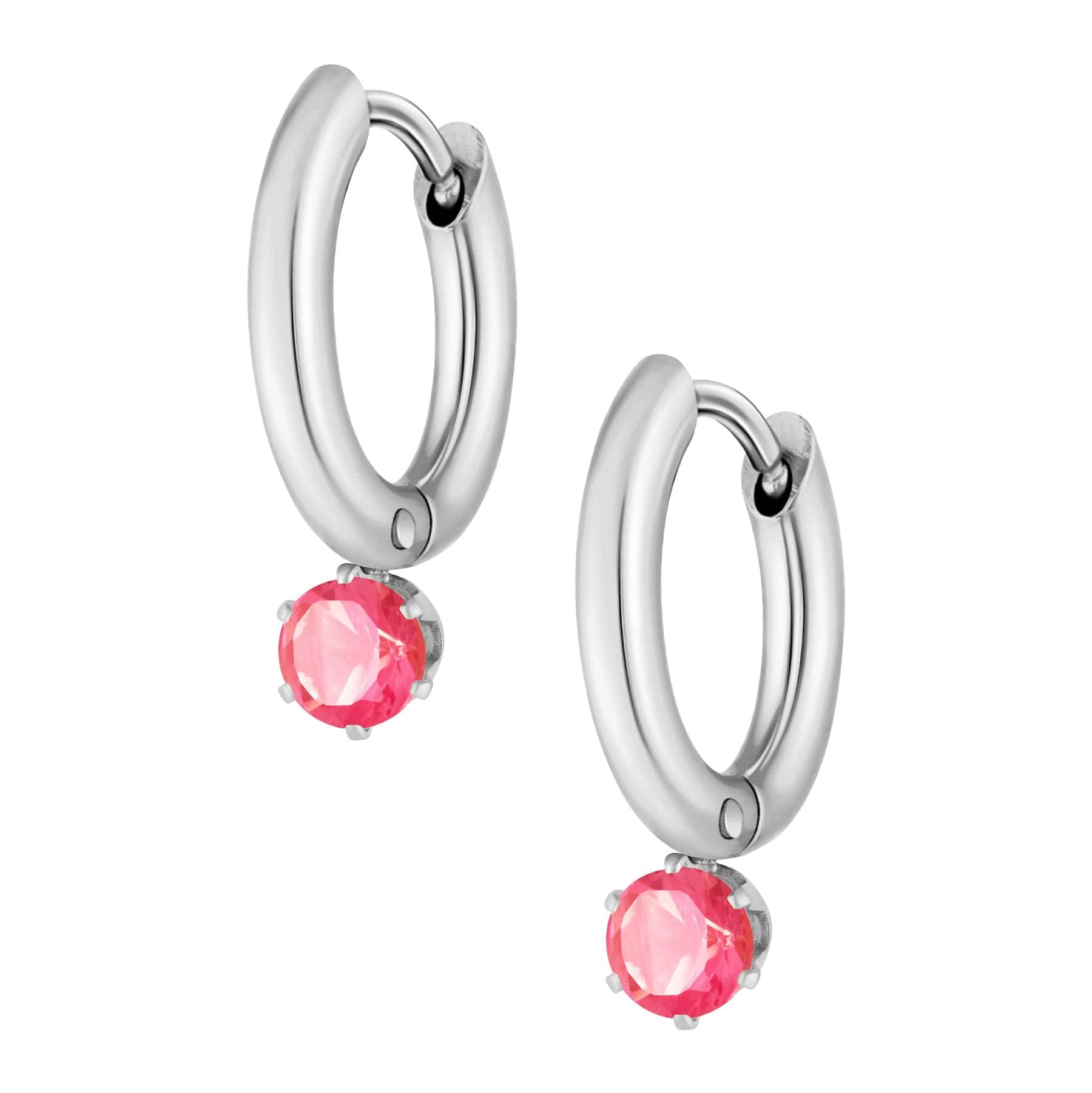 Urbanti Stainless Steel Forever Birthstone Hoop Earrings
