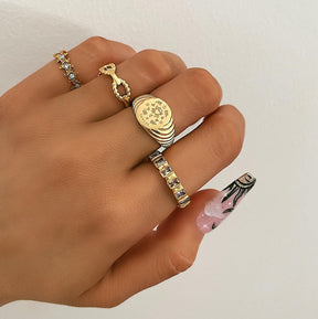 Urbanti Stainless Steel Galaxy Zodiac Signet Ring