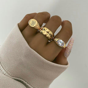 Urbanti Stainless Steel Galaxy Zodiac Signet Ring