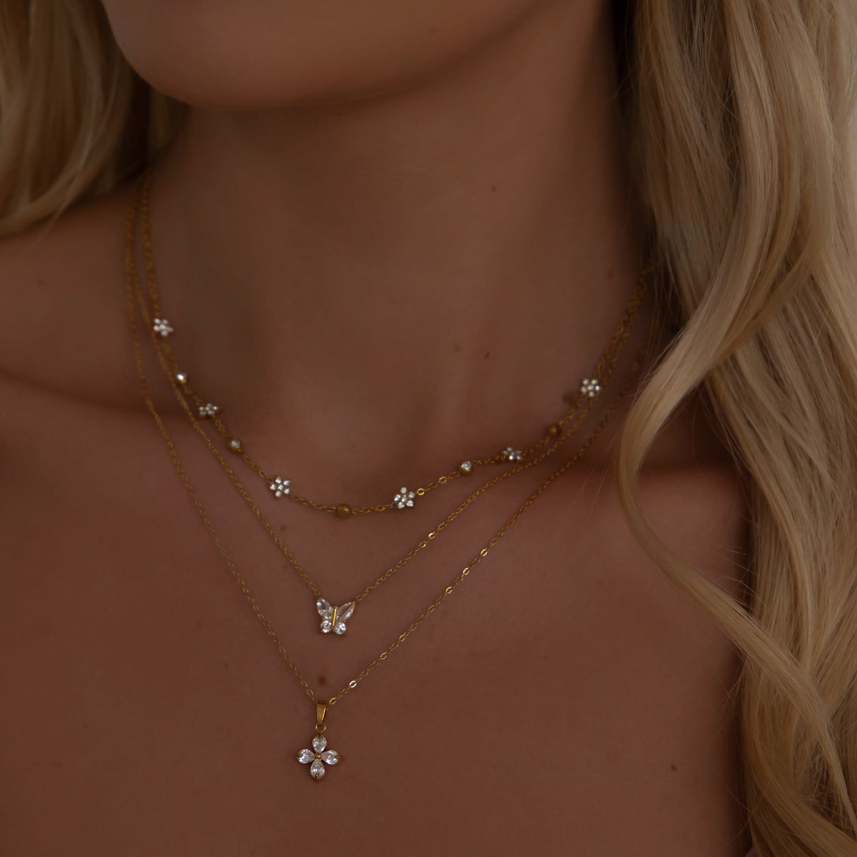 Urbanti Stainless Steel Glimmer Butterfly Necklace Gold