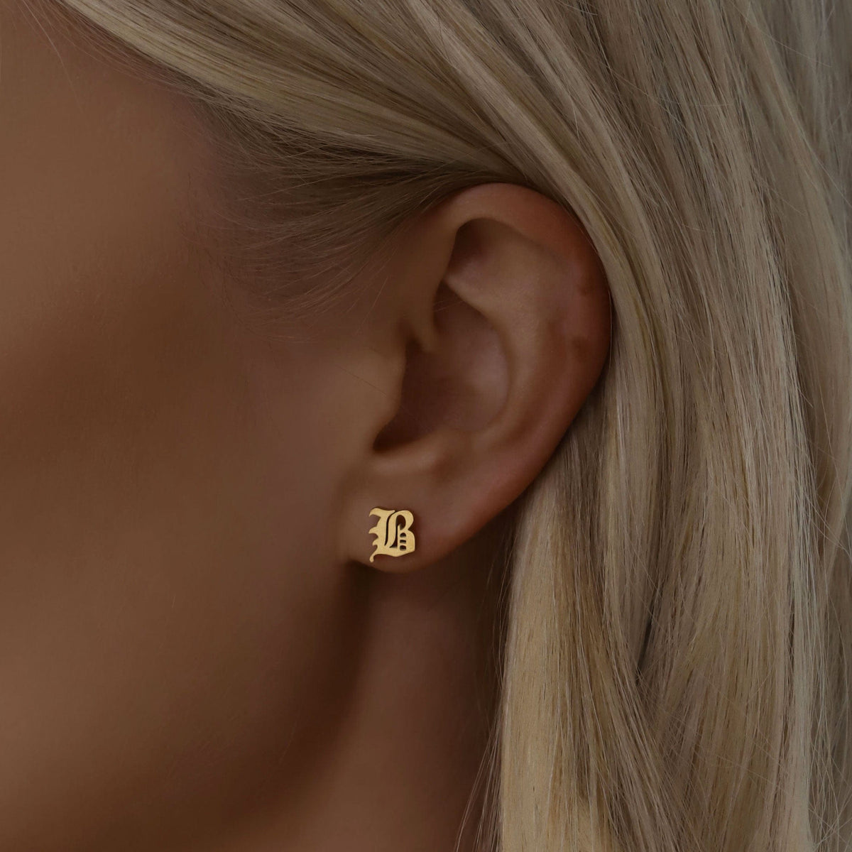 Urbanti Stainless Steel Gothic Initial Earrings