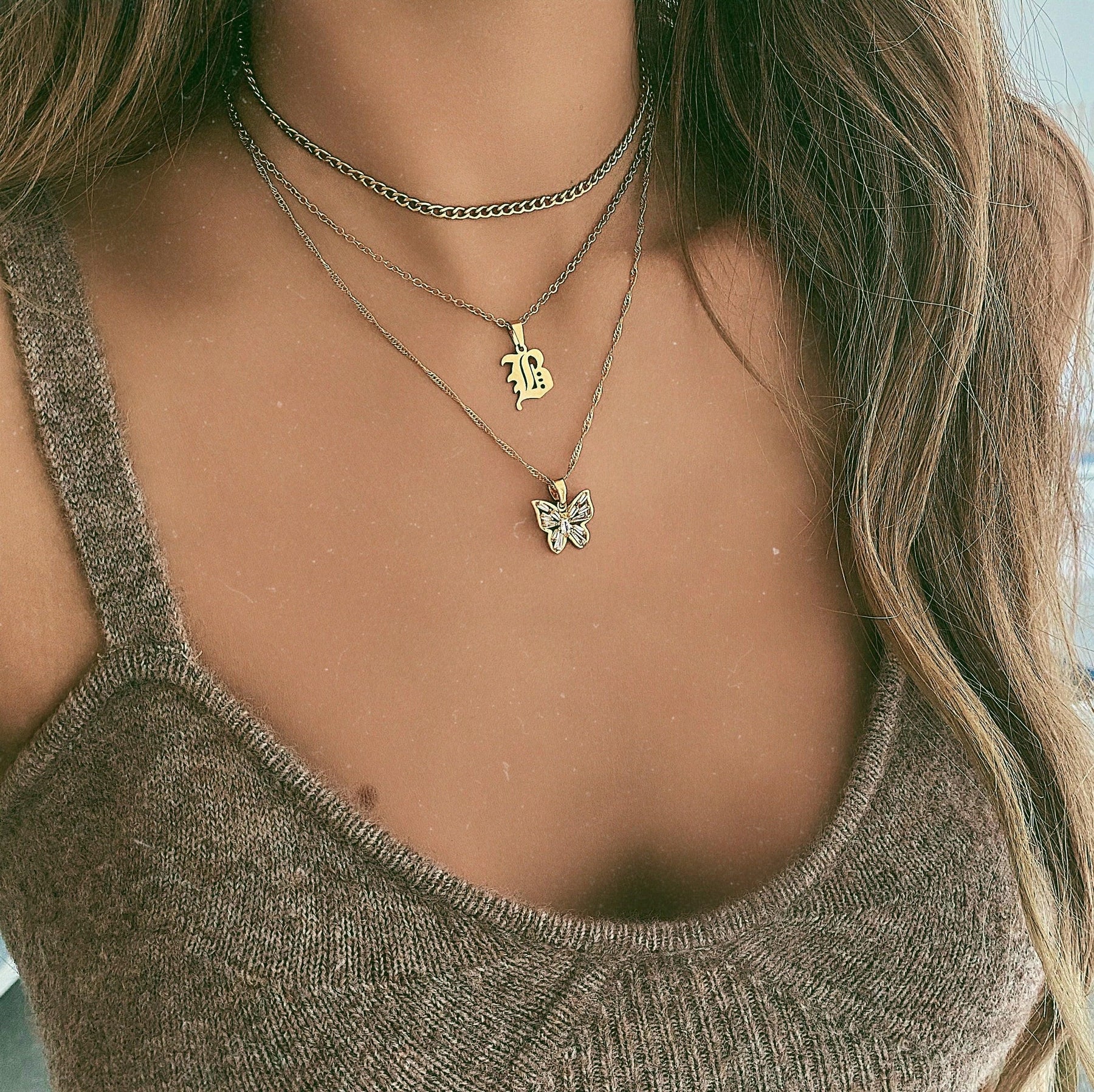 Urbanti Stainless Steel Gothic Initial Choker / Necklace