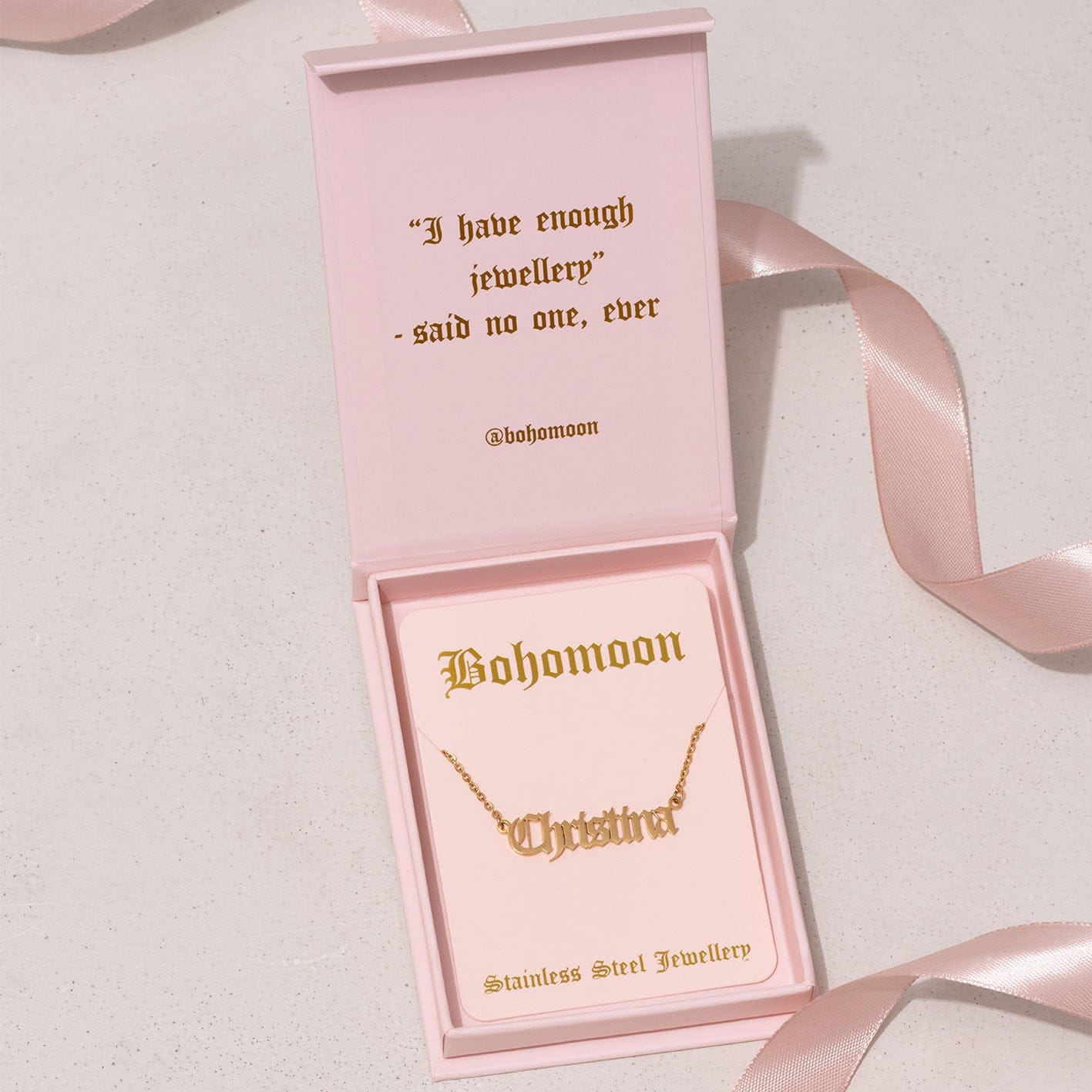 Urbanti Stainless Steel Personalised Name Necklace - Gothic