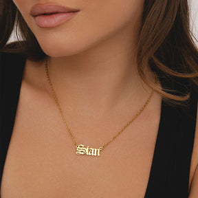 Urbanti Stainless Steel Personalised Name Necklace - Gothic