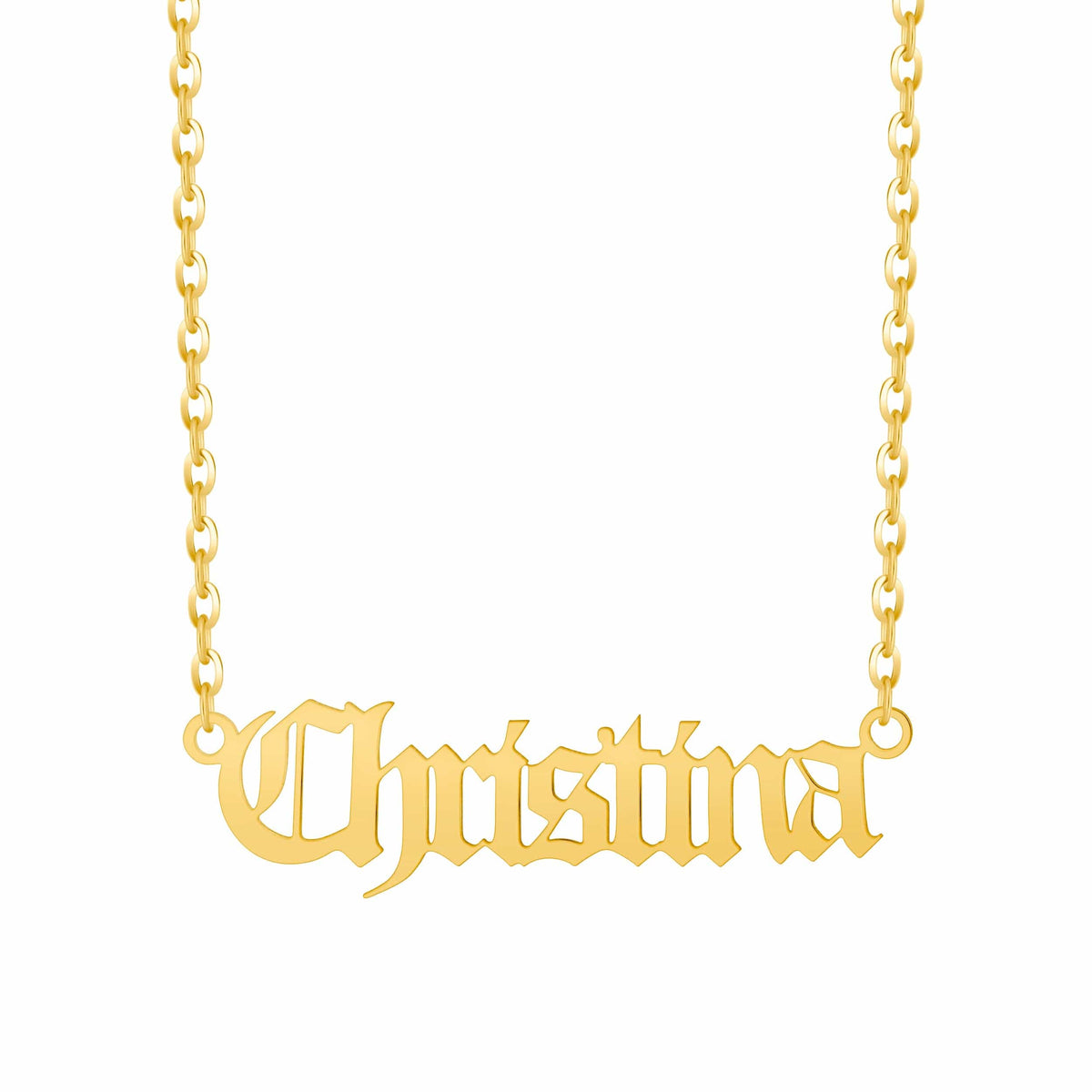 Urbanti Stainless Steel Gothic Nameplate Necklace