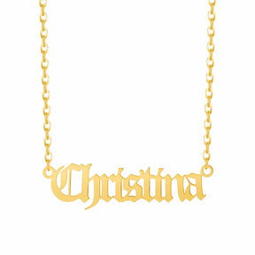 Urbanti Stainless Steel Gothic Nameplate Necklace